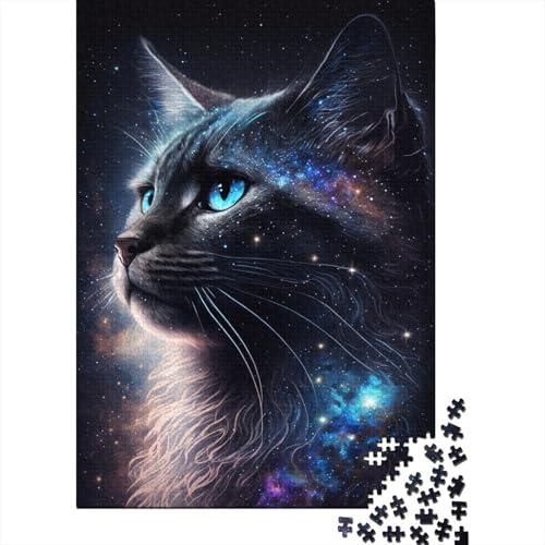 Puzzles für Kinder, Galaxie-Kunst-Katzen-Puzzles für Kinder, 300 Holz-Puzzles für Erwachsene, 300 Teile, Puzzles für Kinder, Jugendliche, Puzzle-Spiel, 300 Stück (40 x 28 cm) von ABFFSDT