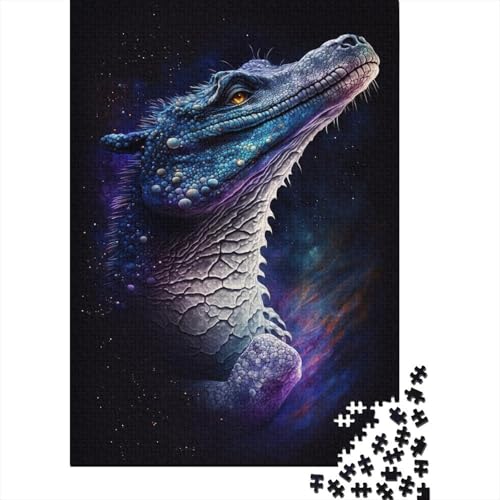 Puzzles für Kinder, Galaxie-Kunst-Krokodil-Puzzles für Kinder, 500 Holz-Puzzles für Erwachsene, 500 Teile, Puzzles für Kinder, Jugendliche, Puzzle-Spiel, 500 Stück (52 x 38 cm) von ABFFSDT