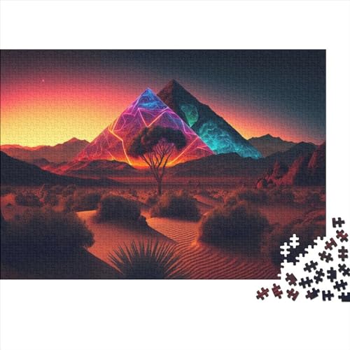 Pyramidenförmige leuchtende Geometrie-Holzpuzzles mit 1000 Teilen, Puzzle für Erwachsene, Lernspiel, Herausforderungsspielzeug, 1000 Stück (75 x 50 cm) von ABFFSDT