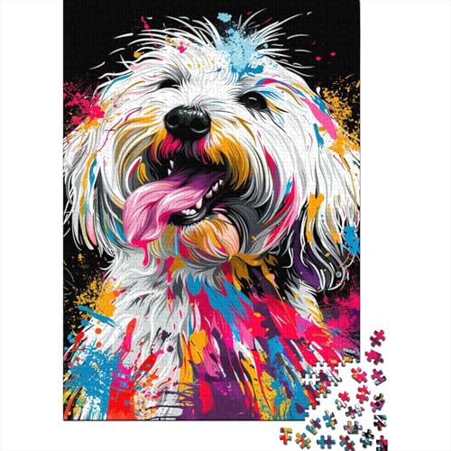 Rechteckiges Puzzle mit 500 Teilen für Erwachsene, Coton De Tulear-Hundekunst, kreatives Puzzle, Herausforderungsspielzeug, Puzzles für Erwachsene, 500 Stück (52 x 38 cm) von ABFFSDT