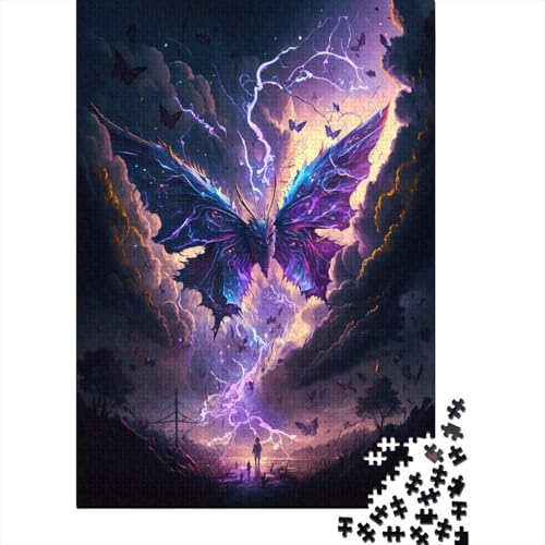 Schmetterlings-Fantasie-Tier-Holzpuzzle für Erwachsene, Puzzle 1000 Teile, Puzzlespiel für Erwachsene, interessantes Spielzeug, personalisiertes Puzzle, Lernspielzeug, 1000 Teile (75 x 50 cm) von ABFFSDT