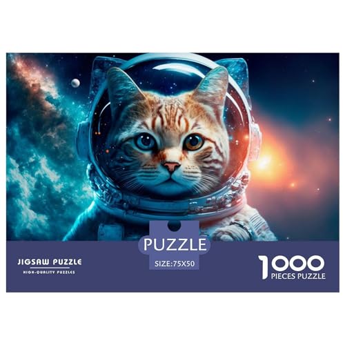 Schönes Holzpuzzle „Cat to Space“ mit 1000 Teilen, Puzzle für Erwachsene, Lernspiel, Herausforderungsspielzeug, 1000 Teile (75 x 50 cm) von ABFFSDT