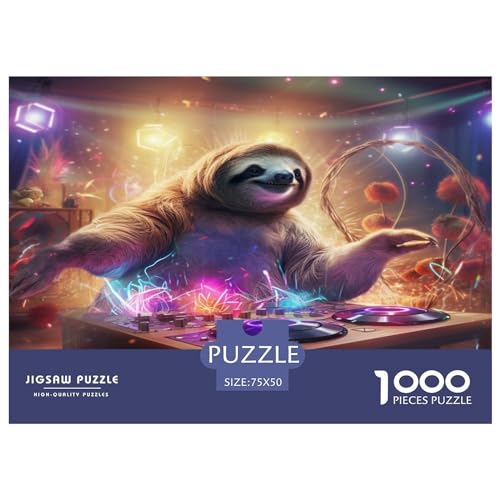 Sloth_dj Puzzle für Erwachsene 1000 Teile Puzzle für Erwachsene und Teenager Familienspiel 1000 Teile (75x50cm) von ABFFSDT