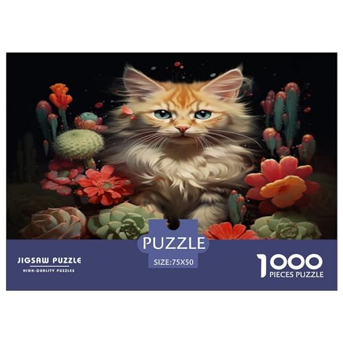 Süße Katze. Puzzle 1000 Teile für Erwachsene und Teenager ab 12 Jahren 1000 Teile (75 x 50 cm) von ABFFSDT