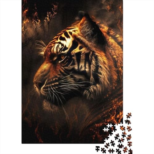 Tiger Fire Puzzle für Kinder, 500-teiliges Puzzle für Kinder, Puzzle 500 Teile für Kinder, anspruchsvolles Spiel, 500 Teile (52 x 38 cm) von ABFFSDT