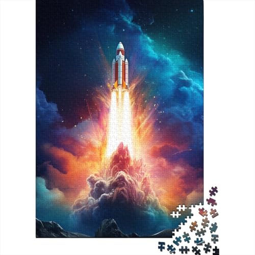 Weltraumraketenstart, farbenfrohes Puzzle 500 Teile, Puzzle für Erwachsene, Denkspiel, Puzzlespielzeug für Erwachsene, 500 Teile (52 x 38 cm) von ABFFSDT