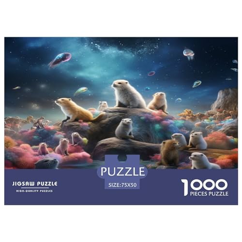 Weltraumtiere-Puzzle für Erwachsene und Jugendliche, 1000 Teile, Holzpuzzle für Erwachsene, Puzzles für Jugendliche ab 12 Jahren, 1000 Teile (75 x 50 cm) von ABFFSDT