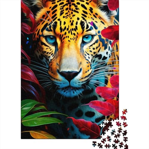 Wilder Leopard Puzzle für Teenager, 1000 Teile, Puzzle, Denksport-Puzzles für Erwachsene, 1000 Teile (75 x 50 cm) von ABFFSDT