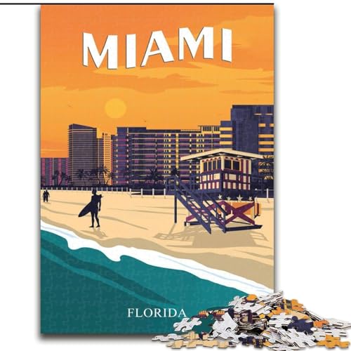 1000-teiliges Puzzle für Teenager, Miami, Florida, USA-Reise, für Kinder ab 14 Jahren, Lernspiel, Herausforderung, Spielzeug, Geschenk zum Geburtstag, 26x38cm 1000-teiliges Puzzle für Teenager, Miami, Florida, USA-Reise, für Kinder ab 14 Jahren, Lernspiel, Herausforderung, Spielzeug, Geschenk zum Geburtstag, 26x38cm von ABKMXDKZ