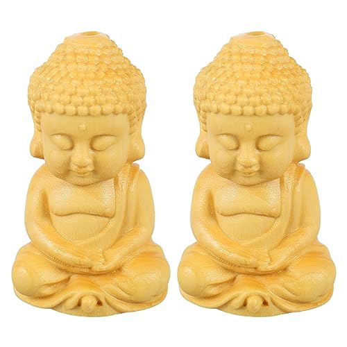 ABOOFAN 1 Satz 2St Buddha-Zubehör Statuen Anhänger Ornamente Buddhismus buddismus Keychain schlüsselhalsband Charms Autoschlüssel-Hängedekoration buddhistische Verzierung Buchsbaum Yellow von ABOOFAN