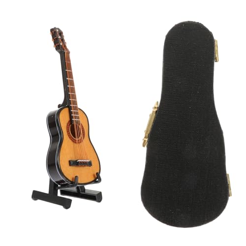 ABOOFAN 1 Satz Gitarrenmodell Mini-Gitarrenspielzeug Musikinstrument Miniatur mit Koffer Miniaturdekoration gitarrenzubehör Guitar Accessories Desktop-Ornament Miniatur-Volksgitarre Kupfer von ABOOFAN