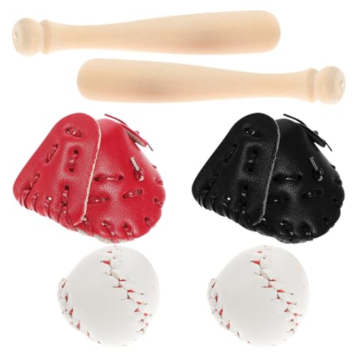 ABOOFAN 1 Satz Miniatur-Baseballhandschuhe Ballschläger-Kit Dekoratives Simulationszubehör Für Kleine Häuser von ABOOFAN