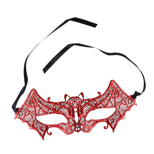 ABOOFAN 1 Stk Fledermaus-augenmaske Aus Heißer Roter Spitze Fledermaus Maske Halloween Halbgesichtsmaske Venezianische Maske Für Frauen Schläger Maskerade Für Paare Party-maske von ABOOFAN