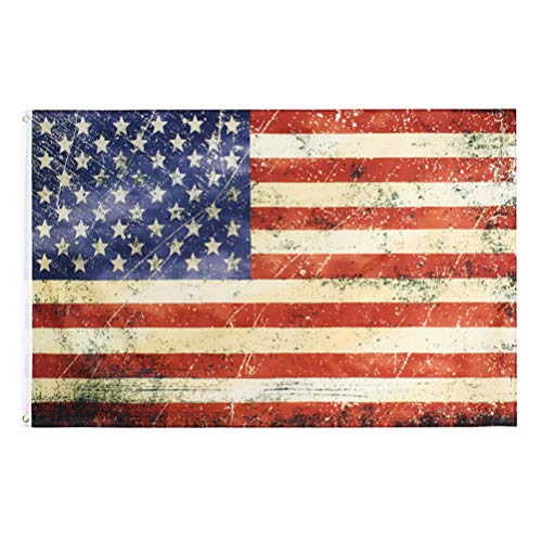 ABOOFAN 1Pc Amerikanische Flagge USA Vintage Distressed 3x5 Fuß Antiquierte Stars und Stripes Flagge Dekorative vertikale Bannerfahnen für Party Holiday Courtyard Home Decor (Rot Weiß) von ABOOFAN