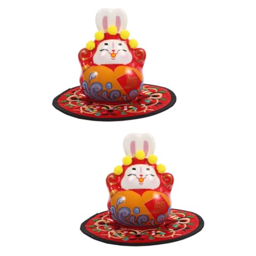 ABOOFAN 2 Sets Chinesisches Jahr des Hasen Ornaments Auto Armaturenbrett Ornament Desktop Hasen Ornament Hasen Spielzeug Kaninchen Jahr Maskottchen Chinesische Dekorationen von ABOOFAN