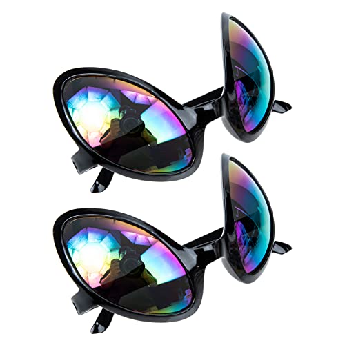 ABOOFAN 2 Stücke Alien Brille Neuheit Lustige Brille Alien Sonnenbrille Partybrille Spaßbrille Deko Brille Party Foto Requisite für Alien Cosplay Kostüm Sommer Halloween Party Favors Schwarz von ABOOFAN