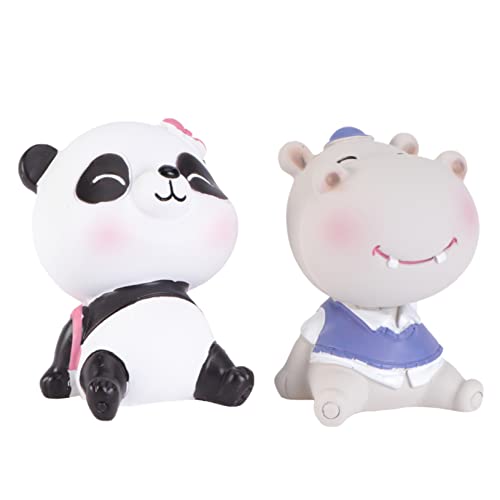 ABOOFAN 2St Ornamente Animal Figures Cute Decoration autodeko Accessoires für Auto wohnungsdeko Nilpferd Handwerk Autoschmuck Panda-Verzierung Tierhandwerk kreatives Harz von ABOOFAN