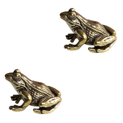 ABOOFAN 2st Gartenfiguren Outdoor-Dekoration Frosch Gartenfrosch Mini-froschfiguren Gartenfrösche Als Dekoration Für Den Außenbereich Frösche Figur Statuen Lin Auto Golden Messing von ABOOFAN