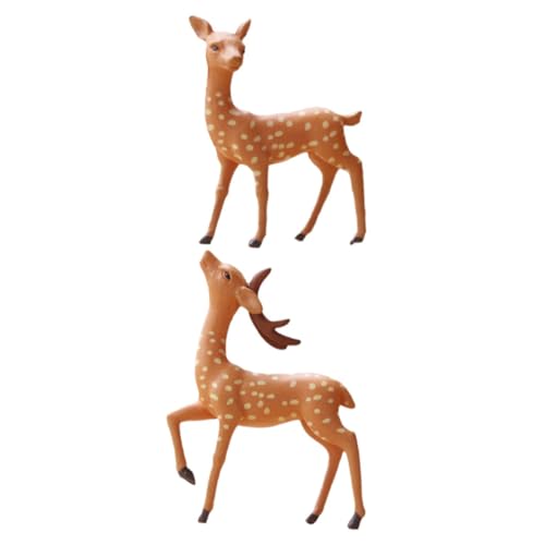 ABOOFAN 2st Sikahirsch-Ornament Plüsch Geburtstagsdekorationen Mit Tiermotiven Hirsch Kleine Gartenstatue Tierkunstdekor Hirschdekorationen Für Zu Hause Figur Miniatur-Rentier Brown PVC von ABOOFAN