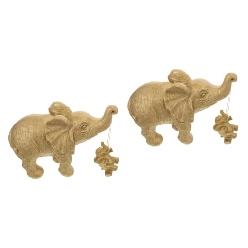 ABOOFAN 2st Wiege-Elefant-Ornament Elefantendekorationen Elefanten-Ornamente Kinderzimmer Schmuck Elefanten-pflanzgefäße Für Zimmerpflanzen Elefantenfiguren Elefanten-skulptur Golden Harz von ABOOFAN