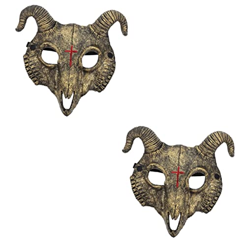 ABOOFAN 2st Ziegen Maske Hirsch Maske Halloween-tiermaske Widder-schaf-tiermasken Halloween-maskenstütze Party-cosplay-requisite Tierkopfmaske Schädelmaske 3d Pu Partybedarf Persönlichkeit von ABOOFAN