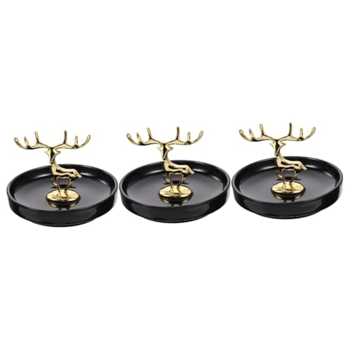 ABOOFAN 3 Stück Hirsch Ornament Desktop Elch Schmuck Büro Dekorationen Ring Aufbewahrungshalter Halskettenhalter Ständer Büro Servierplatte Halskette Display Ständer Ohrring Tablett von ABOOFAN