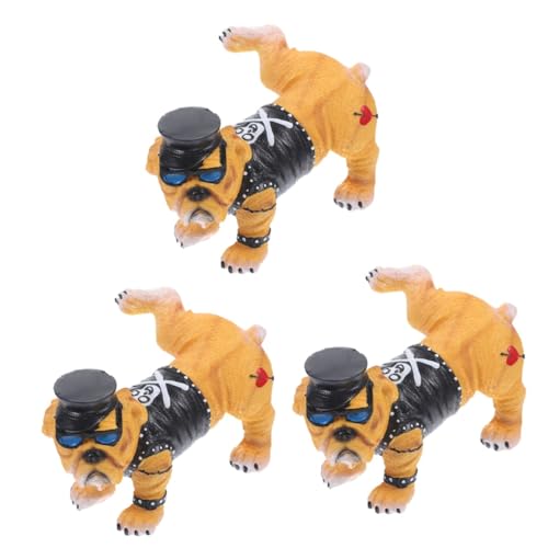 ABOOFAN 3St Hundeskulpturverzierung Miniatur-Bulldogge Tierfiguren schreibtischdeko Schreibtisch Dekoration Ornament Modelle Hundeskulptur aus Harz realistischer Welpe der Hund schmücken von ABOOFAN