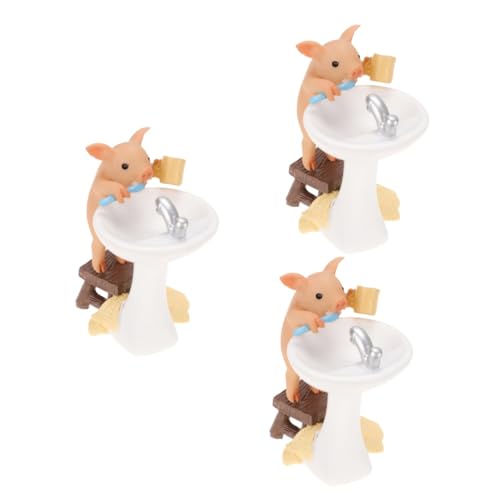 ABOOFAN 3st Schweinchen Ornament Kuchendekorationen Autos Spielzeug Minifiguren Miniaturfiguren Mini-harzfiguren Tierfiguren Spielzeug Mini-Geschenke Bonsai Mädchen Naturharz Harz von ABOOFAN