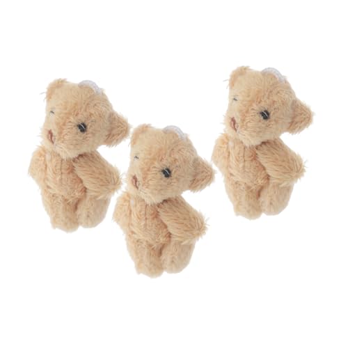 ABOOFAN 3St Teddybär Stofftier Bär Puppe Schlüsselanhänger Miniaturbär schmücken Bär Miniatur Puppenhaus Dekoration DIY-Basteldekoration Miniatur-Bärenschmuck Miniaturornament Plüsch Khaki von ABOOFAN