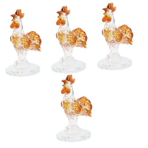 ABOOFAN 4 Stück Hahn Ornament Heimdekoration Blumentopf Huhn Jesus Hühnerfiguren Hühnerdekoration Huhn Briefbeschwerer Mikrolandschaft Huhn Hahn Weißer Kristall von ABOOFAN