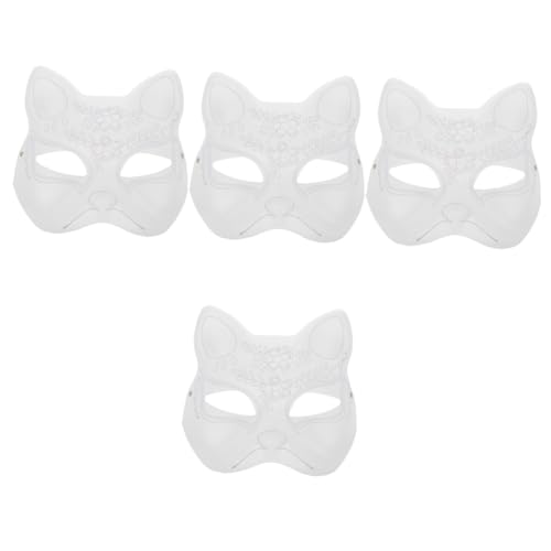 ABOOFAN 4 Stück Leerzeilenmaske Wolfsmaske Oper Maskerade Maske Handgemachte Leere Masken Unvollendete Maske Fuchs-cosplay-maske Partymaske Halloween-party-maske Diy-halloween Weiß Papier von ABOOFAN