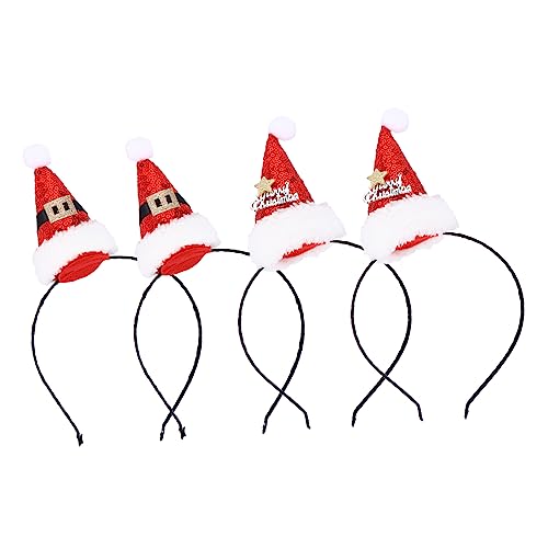 ABOOFAN 4 Stück Weihnachtsmütze-Stirnband Kinder-Stirnbänder Weihnachts-Haarreifen Erwachsenen-Stirnbänder Haarspangen Für Kinder Haarreifen Erwachsene Weihnachtsmütze von ABOOFAN