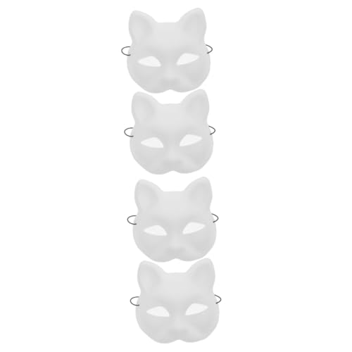 ABOOFAN 4 Stück Weiße Embryomaske mit Katzengesicht halloween maske katzenmaske Fuchs-Cosplay-Maske weiße Maskerademaske Weiße Masken für Cosplay-Partys Lackierbare Kunststoffmasken PVC von ABOOFAN