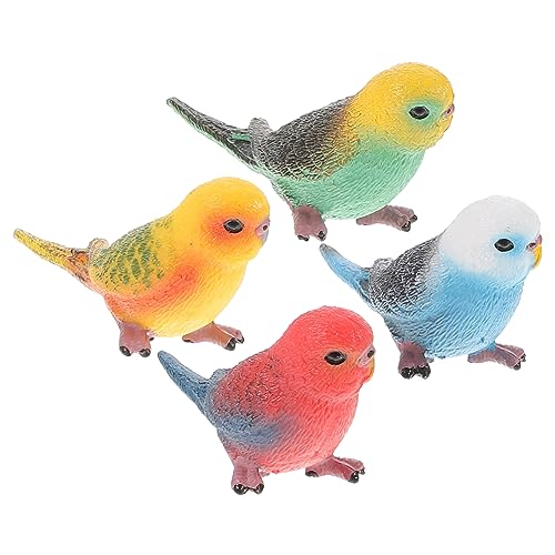 ABOOFAN 4 Stück Wellensittich-Modell künstliches para Garten-Vogel-Statue- Wohnkultur Spielzeuge simulierte Vogeldekoration Schreibtischvogelmodelle Mini künstlicher Vogel der Vogel von ABOOFAN