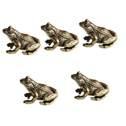 ABOOFAN 5St Frosch Hof Mini-Froschfiguren Krötenfrosch-Statue Vintage Tierfigur Plakette Tiere bürodeko büro Dekoration Gartenstatuen im Freien Frosch-Außendekoration Messing Golden von ABOOFAN