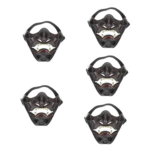 ABOOFAN Oni Half Mask 5st Prajna Halbmaske Halloween-party-maske Teufel Dämon Maske Tengu-kostümmasken Anime-cosplay-masken Horror-design-maske Anime-masken Plastik Fräulein Tsushima-insel Grimasse von ABOOFAN