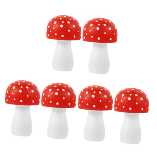 ABOOFAN 6 STK Pilz-dekorations-Ornament Pilzgartenstatue Mini-Pilze Pilzornament Mini-pilz-Ornamente Pilz-Cupcake-Topper Gartendekoration Mini-gartenpilze Mini-pilzstatue Pilz-Modell Holz von ABOOFAN