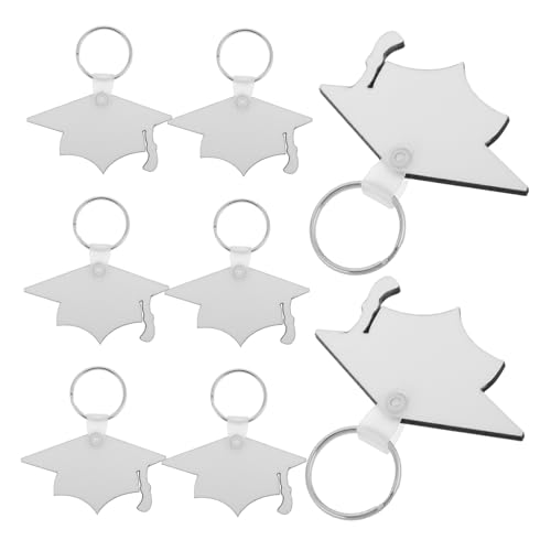 ABOOFAN 8 Stück Schlüsselanhänger Mit Abschlusskappe Grad Cap Keychain Schlüsselanhänger Mit Wärmeübertragungsabschluss Grad Schlüsselanhänger Abschlusskappenplakette Zinklegierung Weiß von ABOOFAN