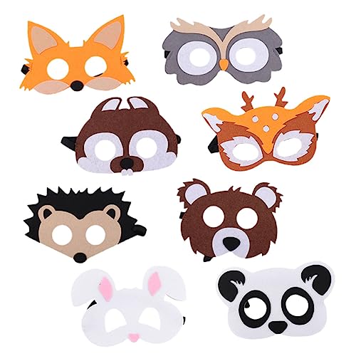 ABOOFAN 8st Tierische Filzmaske Tier-party-maske Tiergesichtsmaske Karnevalsmaske Halloween-cosplay-stütze Tieraugenmasken Waldparty-masken Halloween-maske Kind Filzstoff Zubehör Urwald von ABOOFAN