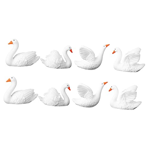 ABOOFAN 8st Moos Schwan Schwan-Modell-Ornament Schwan Kuchen Topper Mandarinente Figur Bonsai Schwan Spielzeug Gartengestaltung Schwanendekor Simulation Schwanenstatuen Weiß Harz von ABOOFAN