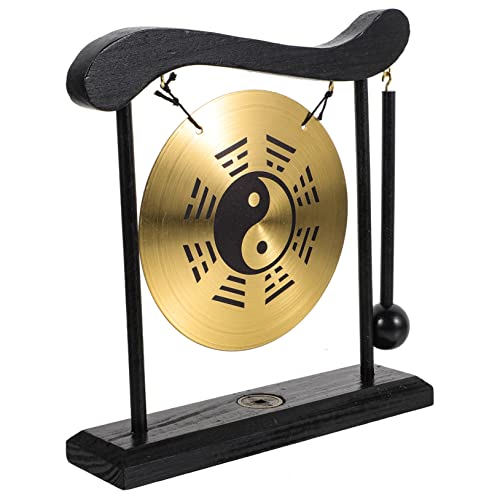 ABOOFAN Gong-Verzierung Desktop-Tischgong guter Glücksgong Gong-Dekor Mini-Tischgong Desktop schmücken Home-Desktop-Gong legierter Gong Szenenlayout Gong Desktop-Ornament Gongs Holz Black von ABOOFAN