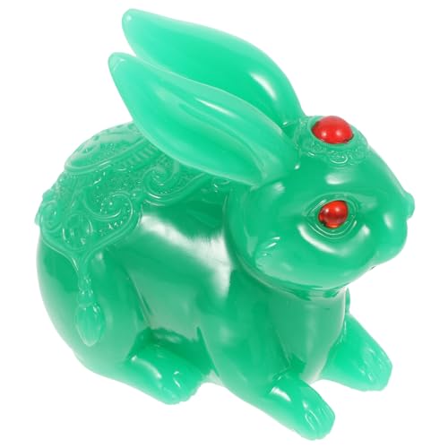 ABOOFAN Jade-Kaninchen-Ornament Plüsch Häschen Zeug Tortenaufsatz Für Die Babyparty Kuchendeckel Für Jungen Jade-Figur Babyparty-Spiele Tierstatuen Im Freien Mini-Enten Kostüm Harz Green von ABOOFAN