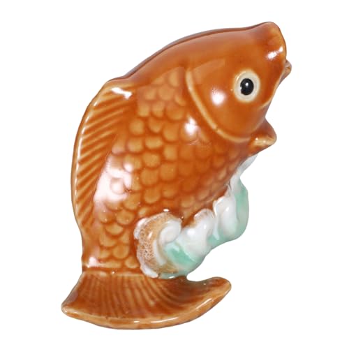 ABOOFAN Karpfen-Keramik-Ornamente Koi-Fisch-gartendekoration Wasserspieldüse Dekorative Springbrunnendüse Karpfenfiguren Gartenkarpfenstatue Teichdekoration Teichkarpfen-dekor Golden von ABOOFAN