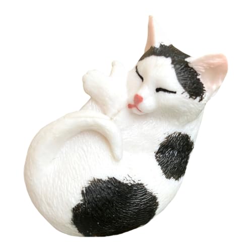 ABOOFAN Katzenschmuck Plüsch Heimdekoration Katzenkuchendeckel Miniatur-Katzenverzierung Figuren Animal Figures Dekoration Schlafzimmer Desktop-Dekoration Kätzchen-Statue Plastik von ABOOFAN