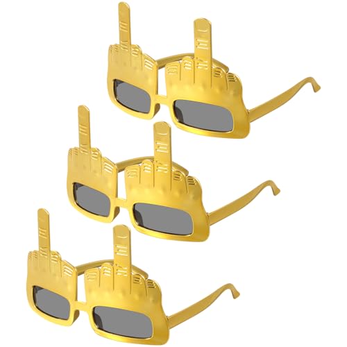 ABOOFAN Knifflige Mittelfinger-Sonnenbrille 3 Stück Lustige Halloween-Brille Kreative Mittelfinger-Flip-Off-Handform Finger-Silly-Neuheits-Sonnenbrille Party-Brille -Requisiten von ABOOFAN