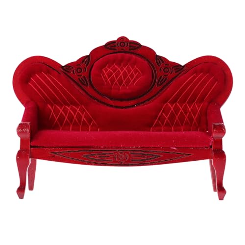 ABOOFAN Miniatur Viktorianischer Stuhl 1:12 Miniatur Puppenhaus Möbel Puppenhaus Vintage Rot Sofa Couch Mini viktorianische Bank Stuhl für Puppenhaus Wohnzimmer Handwerk Dekoration von ABOOFAN