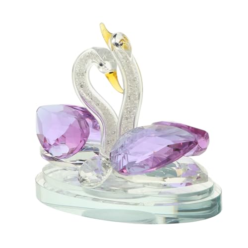 ABOOFAN Schwan-Ornamente Schwan Figur Dekor Briefbeschwerer-Figur zur Hochzeit Schwan-Wohnkultur wohnzimmerdeko wohnaccessoires Kristall-Schwan-Statue Schwanenfigur Dekoration Violett von ABOOFAN