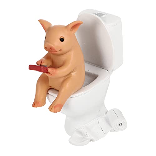 ABOOFAN Schweinchen Toilette Lesen Spielzeug Für Kinder Feenfiguren Tierfigurenspielzeug Auto Armaturenbrett Tierdekor Figur Schweinestatuen Schweinchenfigur Kinder Mini Harz von ABOOFAN