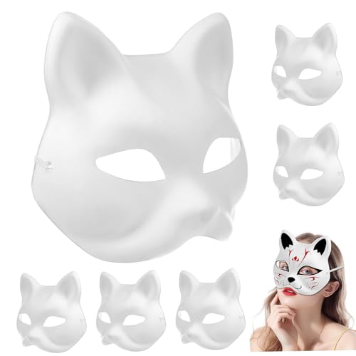 ABOOFAN Unbemalte Katzenmasken Diy-Masken Aus Weißem Papier 10 Stück Unbemalte Katzen-Halbmasken Leere Handbemalte Masken Einfache Maskerademasken Bemalbare Halloween-Masken von ABOOFAN