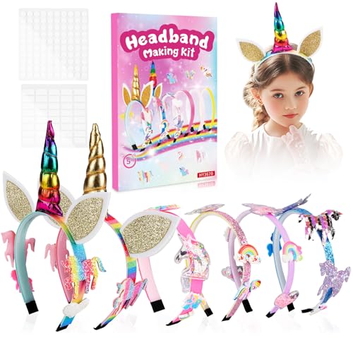 ABSOFINE Basteln Haarreifen Mädchen, DIY Einhorn Haarschmuck Mädchen Bastelset Kinder ab 5 6 7 8 9 10 Jahre, Einzigartig Basteln Geburtstagsgeschenk für Mädchen Einschulung Geschenkideen Weihnachtsges von ABSOFINE